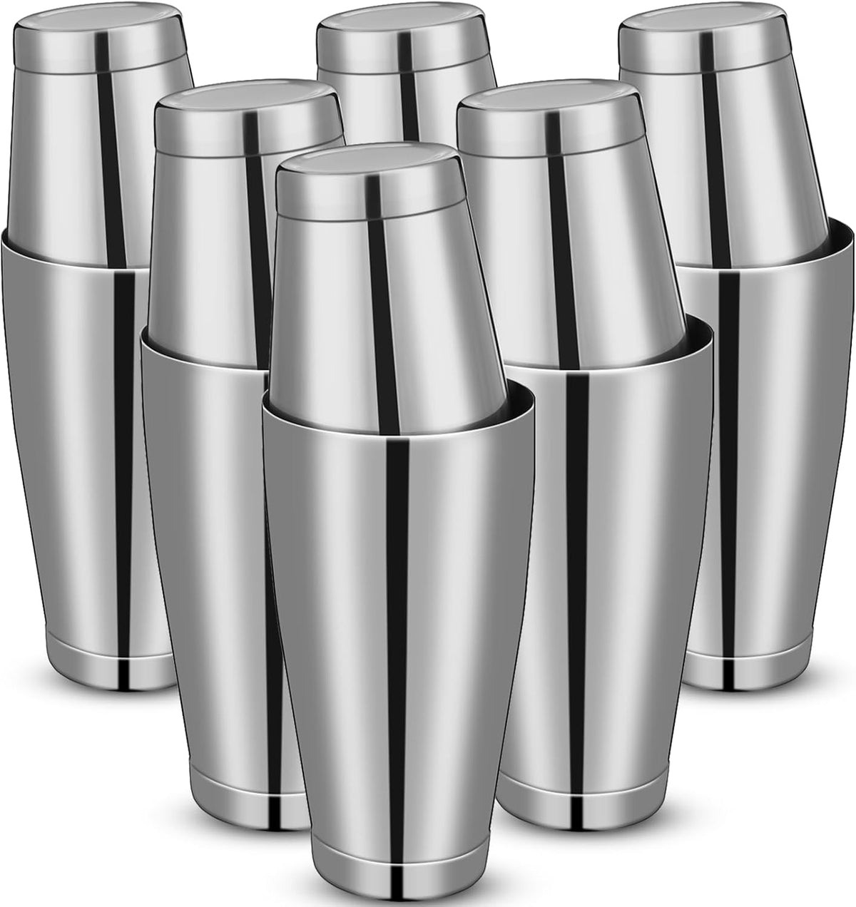 10 Pieces Stainless Steel Cocktail Shaker Boston Set, Silver