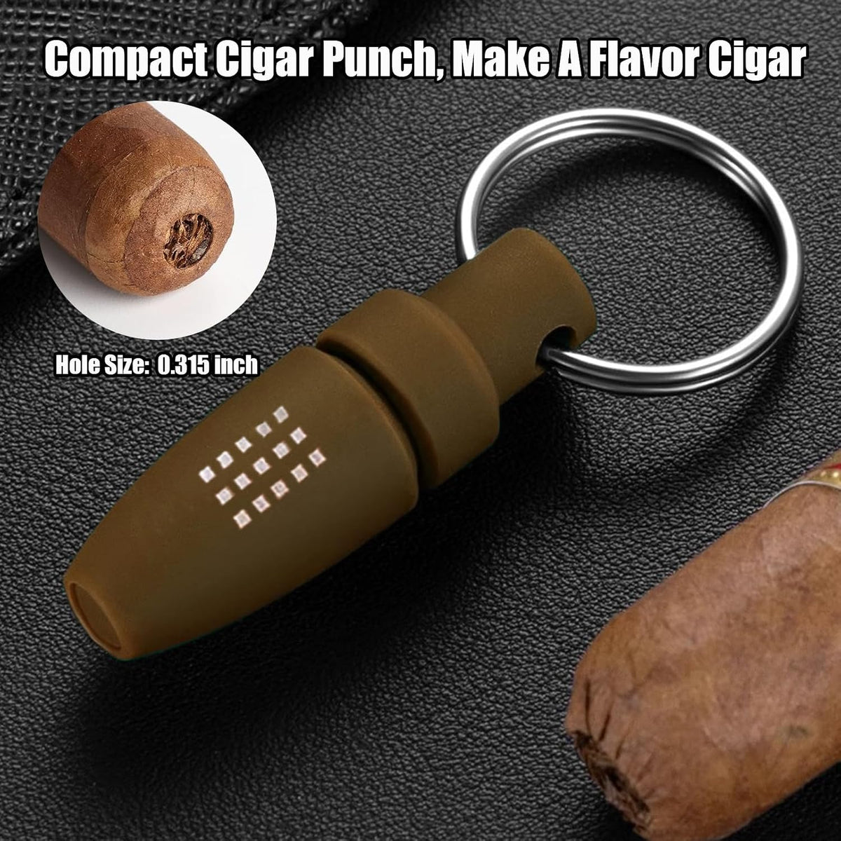 Cigar Cutter Set, with Cigar Straight Cutter, Cigar V Cutter, Cigar Punch, Multi-Functional Cigar Accessories Kit for Cigar Humidor Case, Portable Cigar Tools for Travel Outdoors (Brwon)