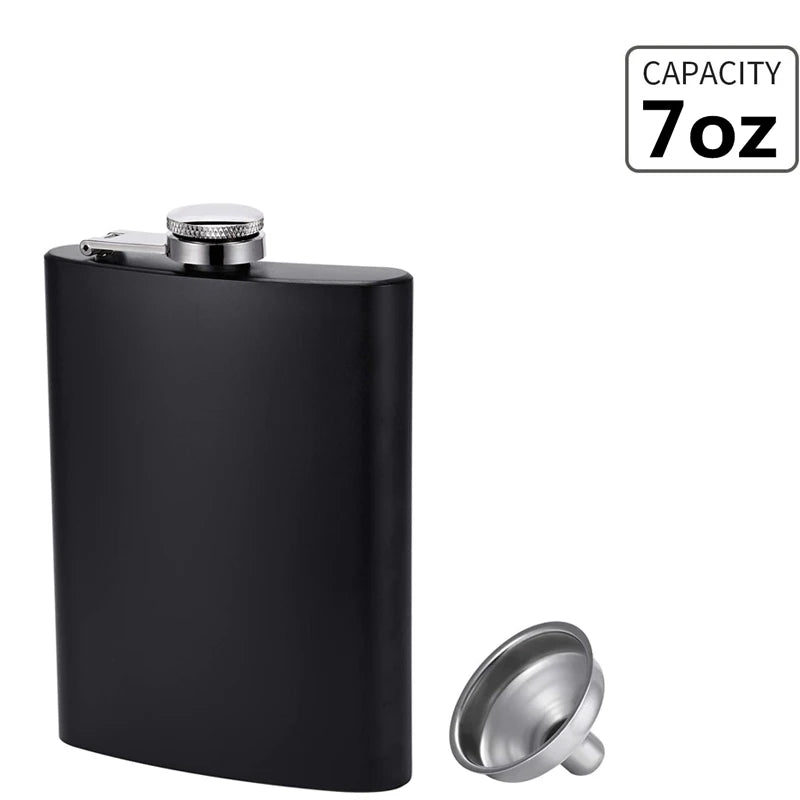 Matte Black Hip Flask for Liquor Stainless Steel Leak Proof with Funnel Flask Set Drinking Whiskey Flask KC0454
