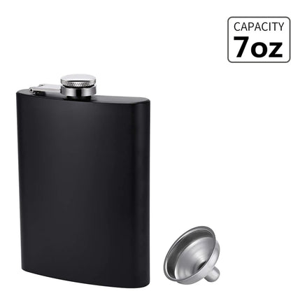 Matte Black Hip Flask for Liquor Stainless Steel Leak Proof with Funnel Flask Set Drinking Whiskey Flask KC0454