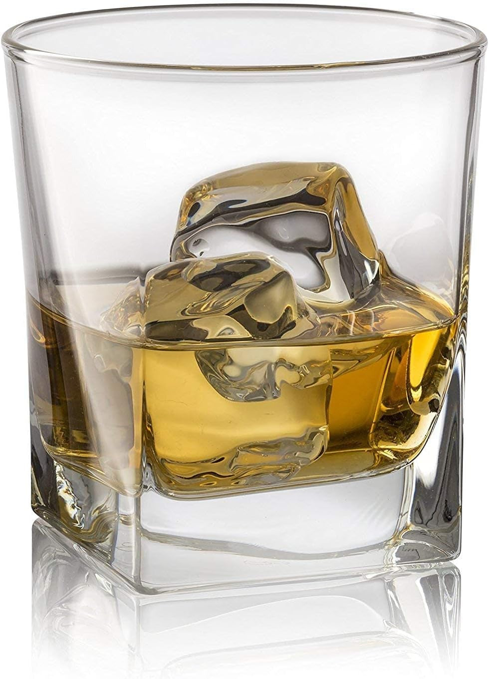 Double Old Fashioned Whiskey Glass (Set of 4) with Granite Chilling Stones - 10 Oz Heavy Base Rocks Barware Glasses for Scotch, Bourbon and Cocktail Drinks