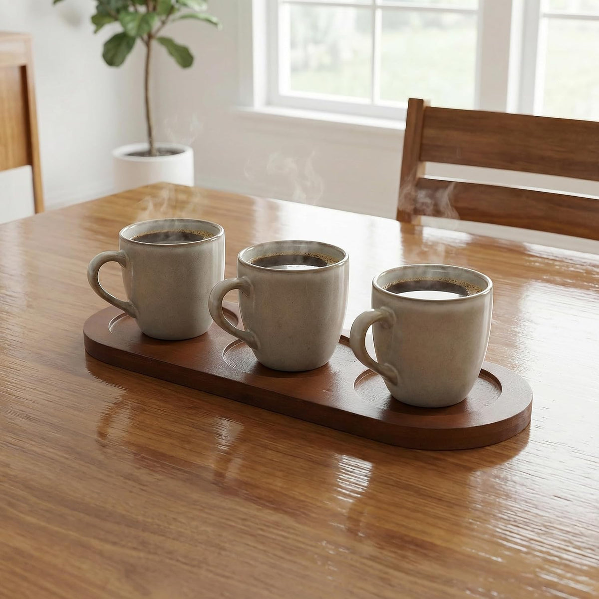 3-Slot Wooden Wine Flight Board, Solid Wood Tasting Paddle Serving Tray for Whiskey Tequila Beer Sampling, Bar Party Entertaining
