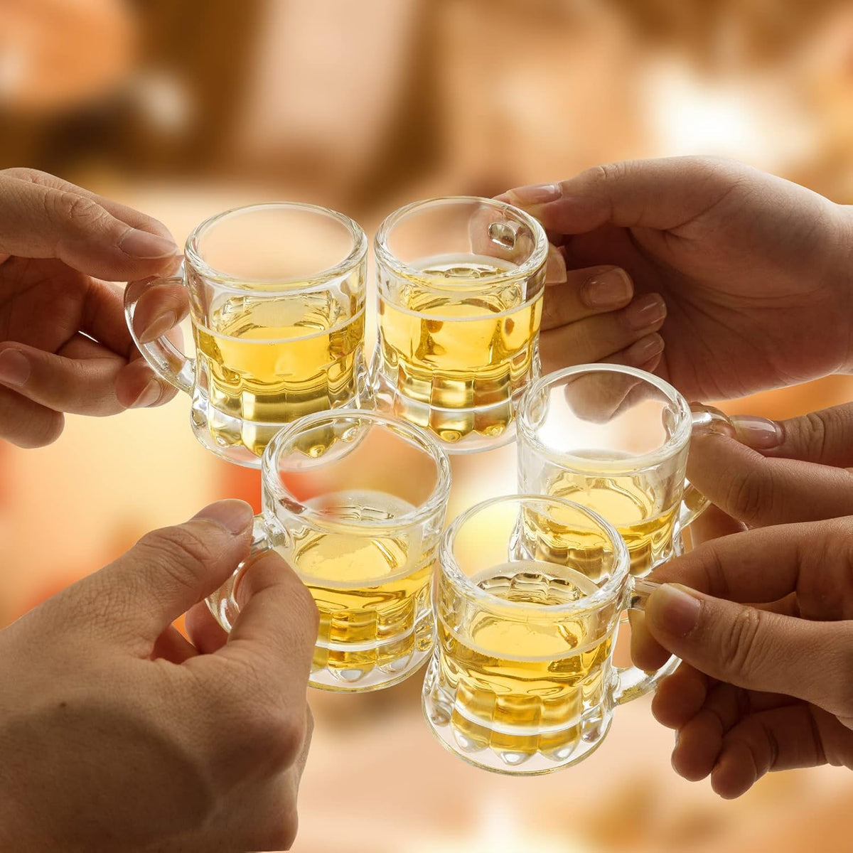 24 Pack Mini Beer Mug Shot Glasses, 2 Oz Glass Mini Beer Shot Glasses Bluk