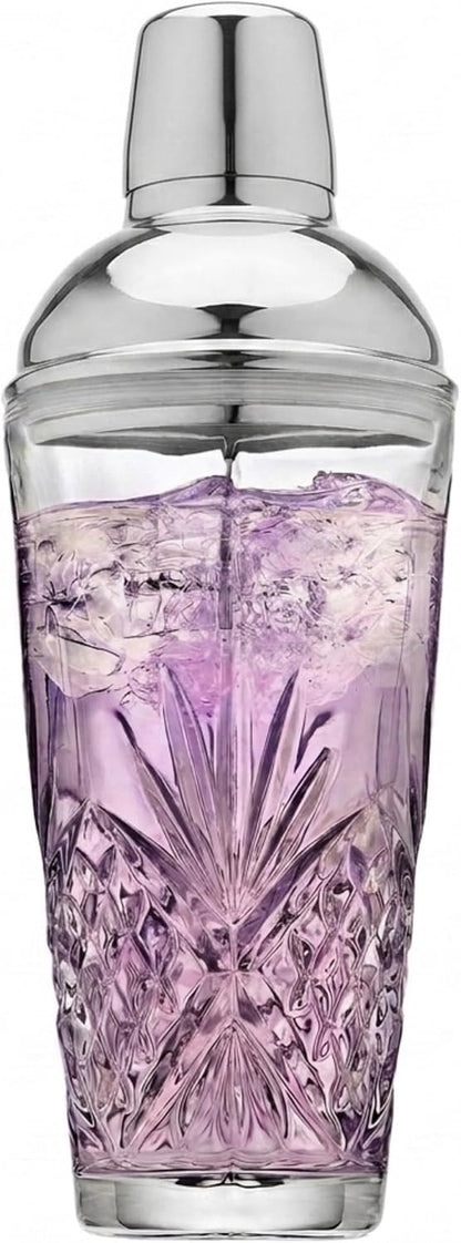 Dublin Crystal Cocktail Shaker with Lid - Glass Martini Shaker, Drink Shaker for Home Bar, Bartender Gift, 17Oz