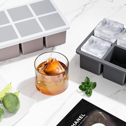 Large Ice Cube Tray for Whiskey:  Big Square Ice Cube Maker for Cocktail - 3Pack Silicone Old Fashioned Ice Cube Trays - 2Inch Huge Cubed Ice Trays for Whisky