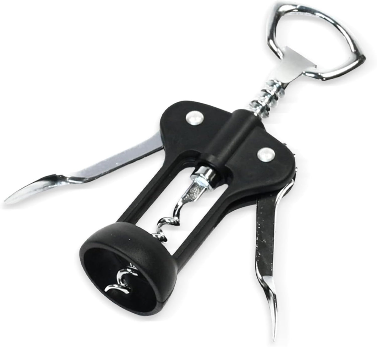 Select Metal Winged Corkscrew, 6.5 Inch, Black and Chrome