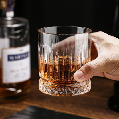 Whiskey Glasses Set of 6, 11Oz Old Fashioned Cocktail Glasses, Lead-Free Crystal Scotch Bourbon Glass, Whiskey Tumblers for Scotch Bourbon