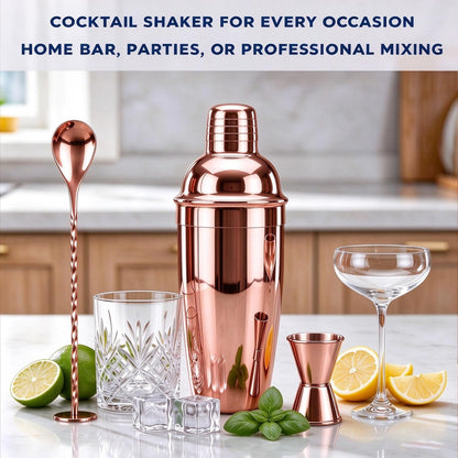 24Oz Cocktail Shaker Set Martini Shaker Set Bartender Set, Rosegold