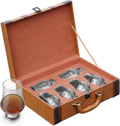 Leather Storage Rack for Glencairn Whisky Glass, 6 Whiskey Glasses Holder for Organizer,Compatible with Glencairn Whiskey Glasses Set of 6(Not Include Glasses)