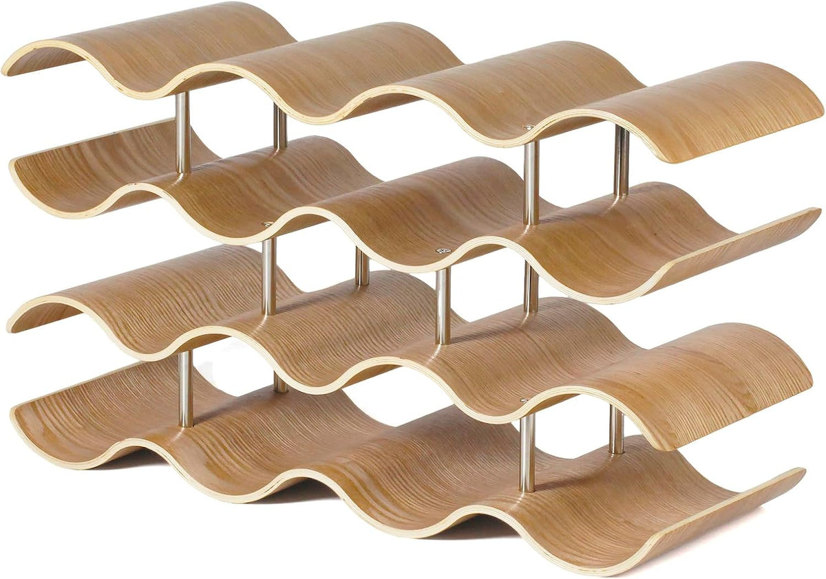 14 Bottles Wine Racks Countertop for Shelf, 4-Tier Wooden Wine Bottle Holder Stand, Freestanding Wine Storage for inside Cabinet Organizer for Home Décor, Bar and Pantry