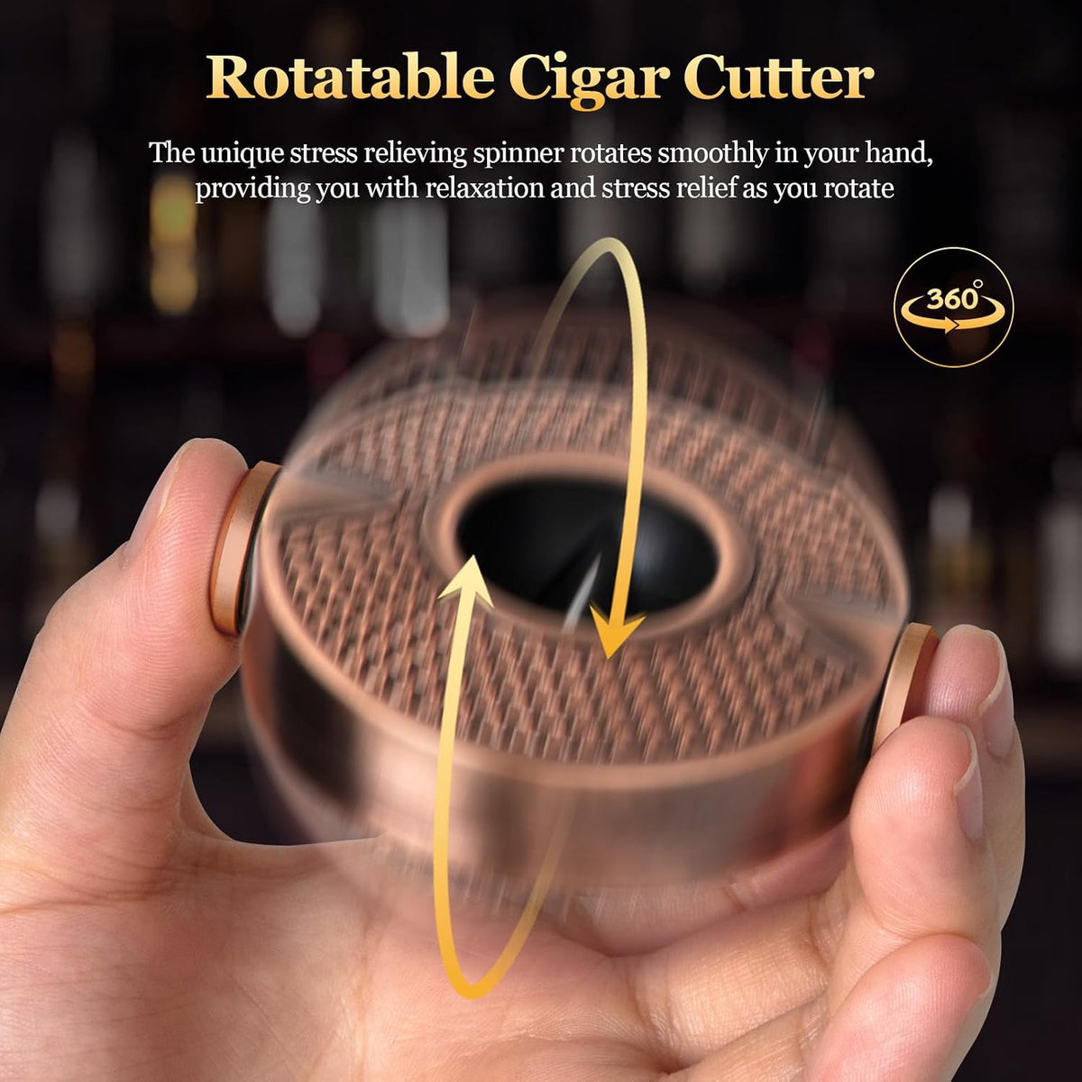 Cigar Cutter V Shape Cigar Cutter, 3 in 1 Cigar V Cutter with Stainless Steel Blade, Cigar Holder and Decompression Rotator, round Cigar Cutter Ergonomically Designed, Gift for Cigar Lovers