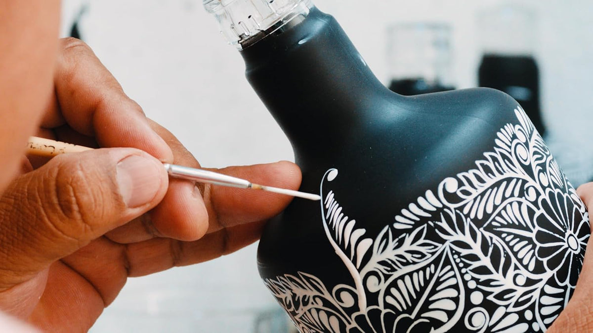 Tequila Decanter Set, Liquor Decanter with Shot Glasses and Mexican Sombrero, Hand-Painted Decanter, Skull Decanter, Bar Decoration, Unique Tequila Gift, Gift for Dad, (Black Decanter Set)