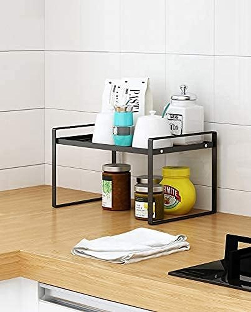 Cabinet Shelf Organizer, Pantry Shelf Rack, Black 13X8.3X7.3