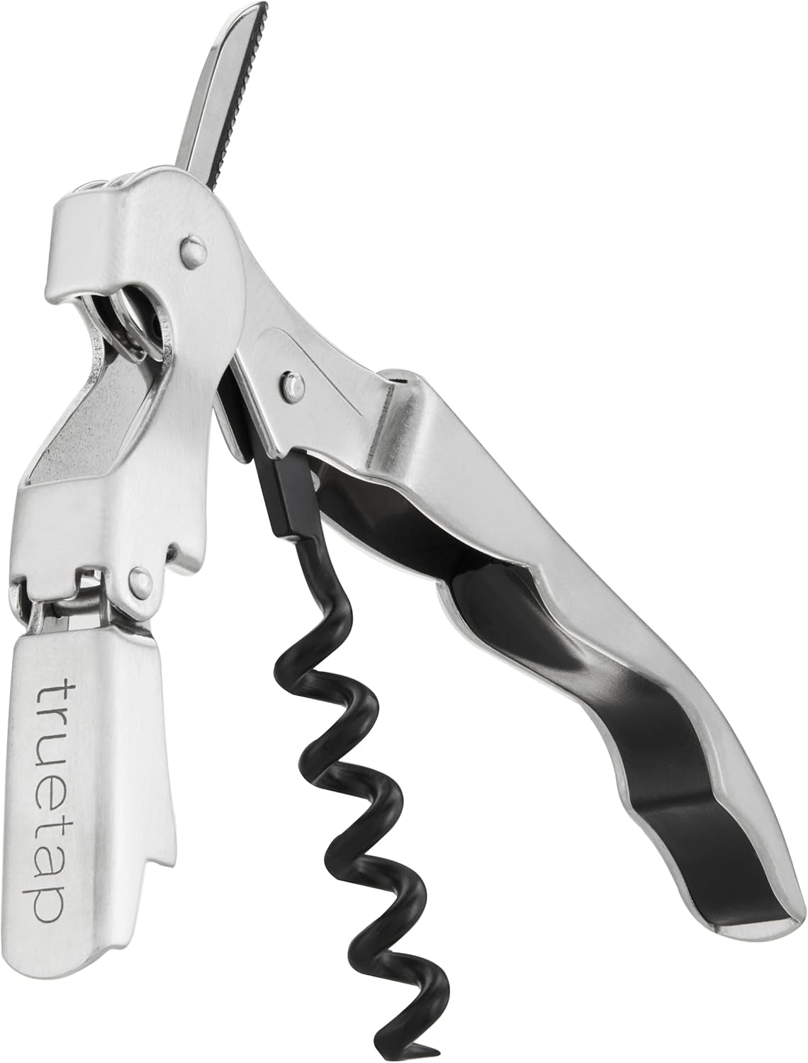 tap Double Hinged Waiter'S Corkscrew Wine Opener, Stainless Steel Wine Bottle Opener with Built in Foil Cutter, Home Bar Tools, Bar Cart Accessories, Wedding Gifts, Set of 1, Silver