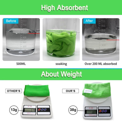 Premium 400 GSM Microfiber Cleaning Cloths, Ultra Absorbent Lint Free Towels, Thick Reusable Cleaning Rags for Kitchen, Car Wash, Glass, Stainless Steel & Household Cleaning, 6 Pack 12"X12" Green