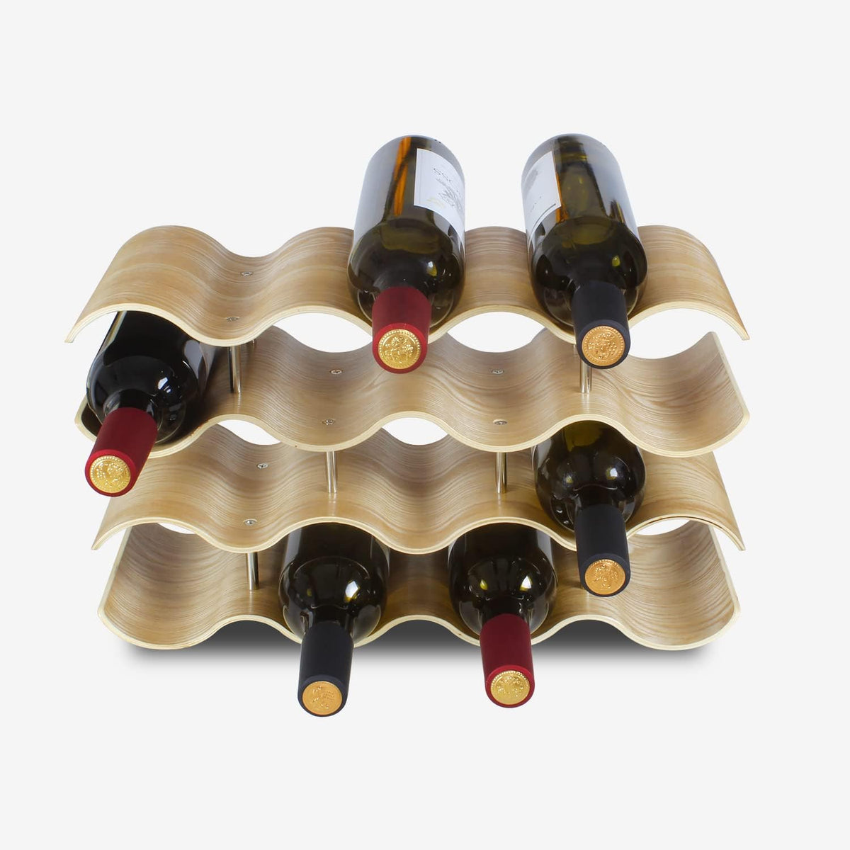 14 Bottles Wine Racks Countertop for Shelf, 4-Tier Wooden Wine Bottle Holder Stand, Freestanding Wine Storage for inside Cabinet Organizer for Home Décor, Bar and Pantry
