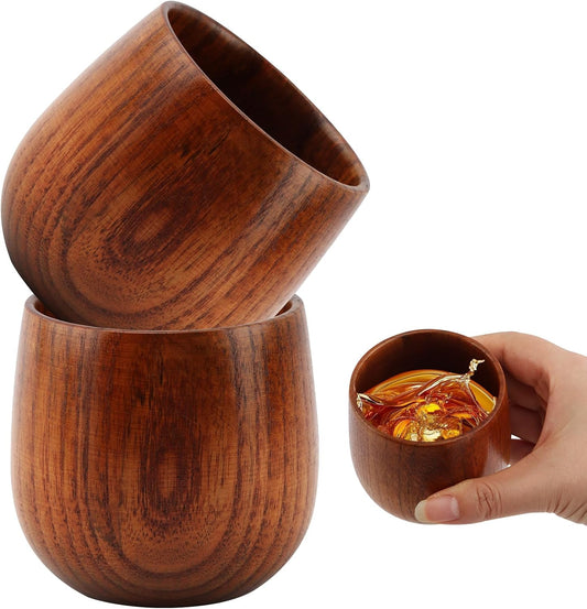 Wooden Whiskey Glasses 2 Pack, Unbreakable Bourbon Drinking Glass Whiskey Tumbler, Old Fashioned Glass for Men, Dad, Husband, No Shatter, Groomsmen Gifts, Dad’S Birthday & Retirement Gift