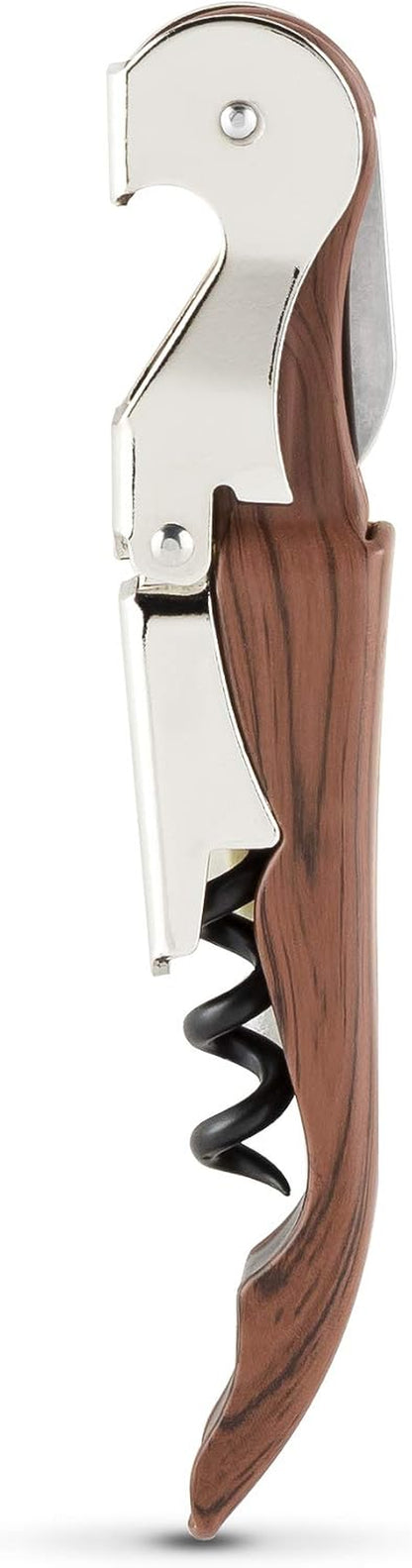 tap Double Hinged Waiter'S Corkscrew Wine Opener, Stainless Steel Wine Bottle Opener with Built in Foil Cutter, Home Bar Tools, Bar Cart Accessories, Wedding Gifts, Set of 1, Natural