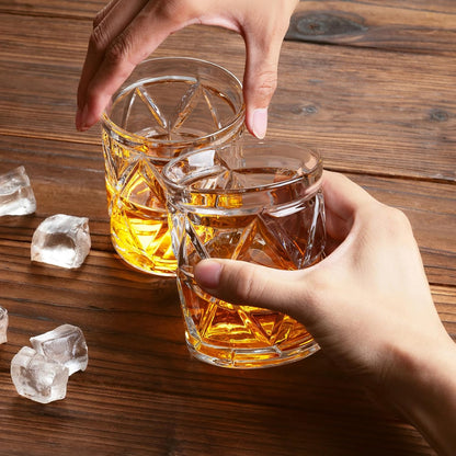 Whiskey Glasses, Bourbon Glass 9.5 Oz, Whiskey Glasses Set of 2, Old Fashioned Glasses, Whisky Glass Sets, Rocks Glasses for Bourbon, Scotch, Cognac, Cocktails, Dishwasher Safe Christmas