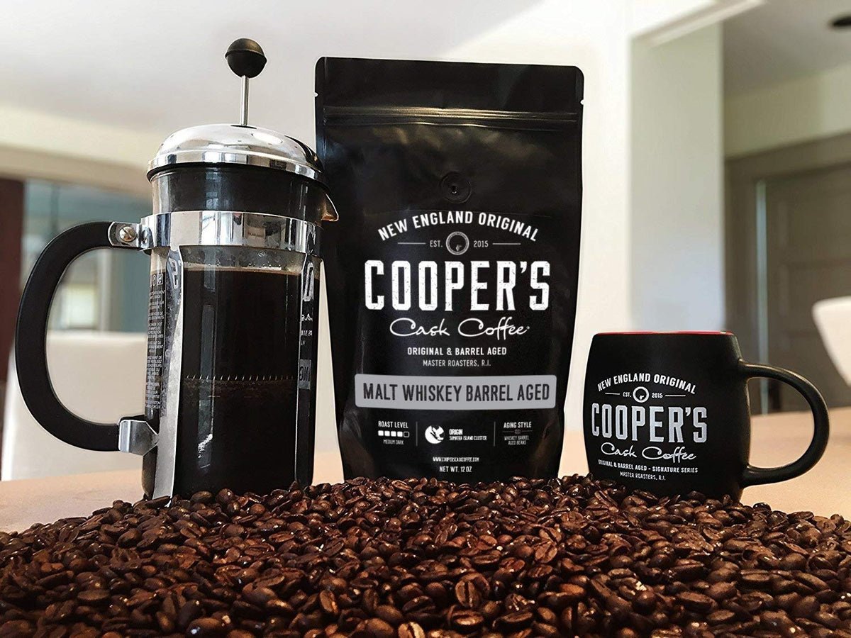 Bourbon & Whiskey Barrel Aged Coffee - Ground - 4-Bag Coffee Set - 4Oz and Single Origin Sumatra Coffee Beans Aged in Stout Whiskey Barrels - Ground Coffee - 12 Oz