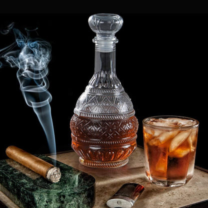 Liquor Decanter, Glass Spirits Decanter with Airtight Stopper, Whiskey Vodka Bourbon Decanter Bottle for Gift, Home, Bar, Party Decor, 34Oz/1000Ml Clear