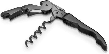 Gunmetal Signature Double Hinged Waiters Corkscrew Wine Opener, Stainless Steel with Built-In Bottle Opener & Foil Cutter for Home Bar, Kitchen, Travel, Gifts for Wine Lovers, Set of 1, Black