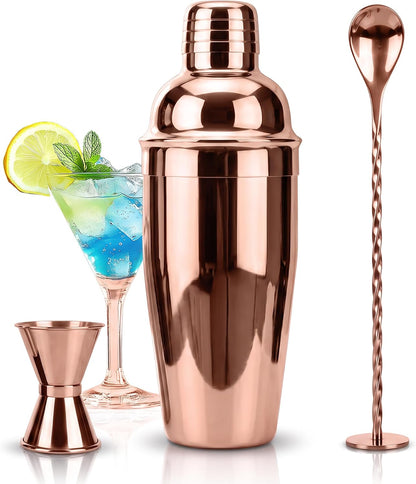 24Oz Cocktail Shaker Set Martini Shaker Set Bartender Set, Rosegold