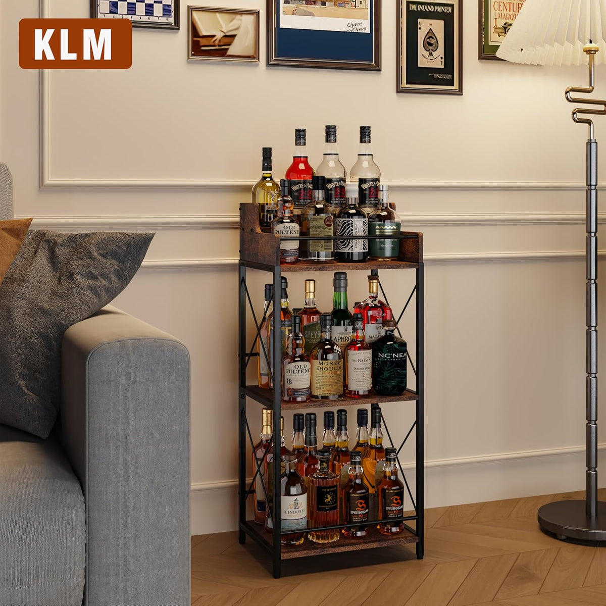 Liquor Bottle Display Shelf, Brown