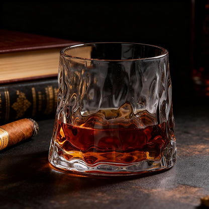 Whiskey Glass Gift Set with Premium Wood Gift Box, Crystal Bourbon Glass for Men, Dad, Husband, Birthday, Retirement, Groomsman, Christmas Gift (Volcanic)