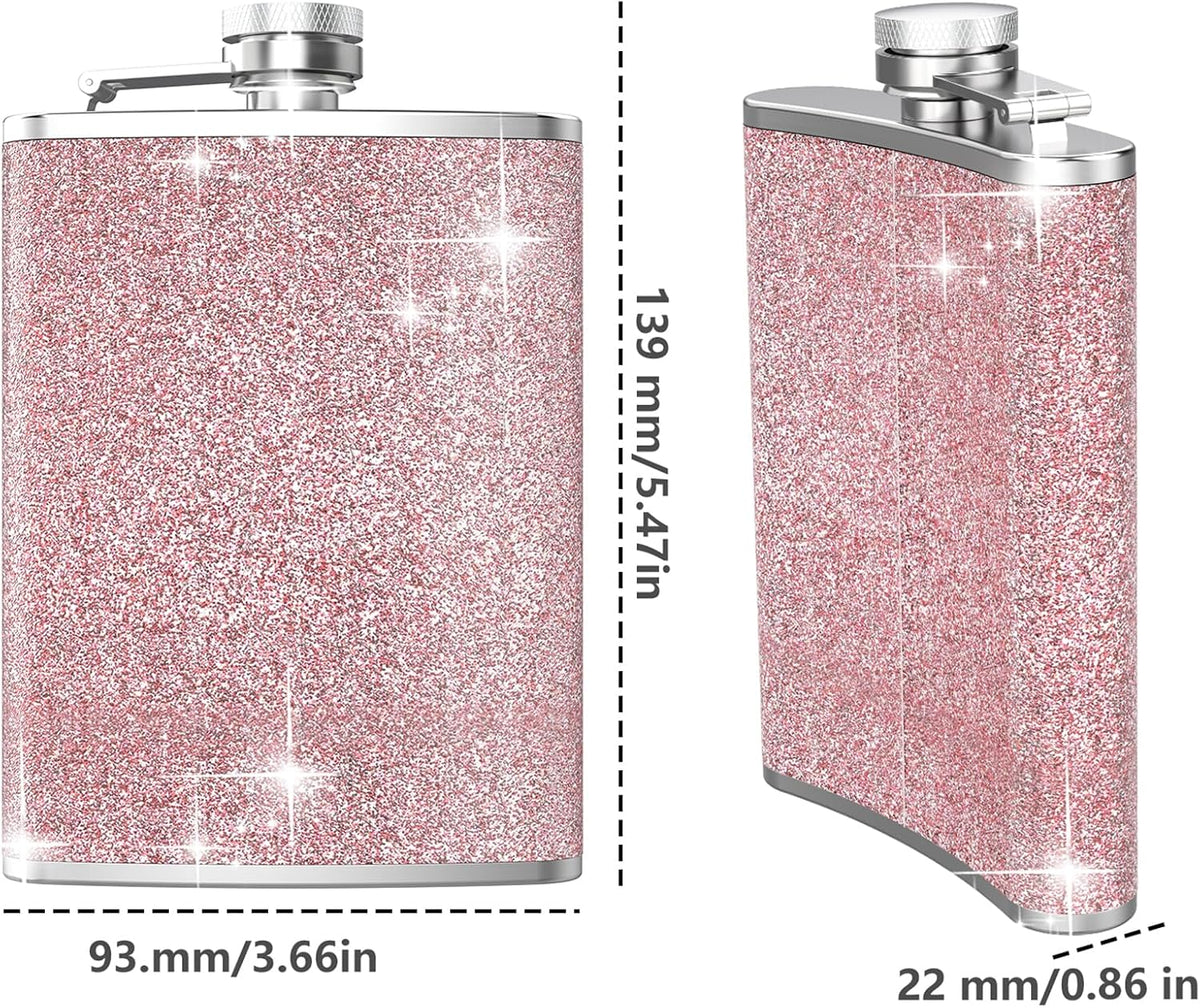 Hip Flask,  8Oz Flasks for Liquor Stainless Steel Spirit with Never-Lose Cap and Funnel Leakproof Thin Portable Metal for Camping Outdoor Activitie Wedding Party Gift, Pink
