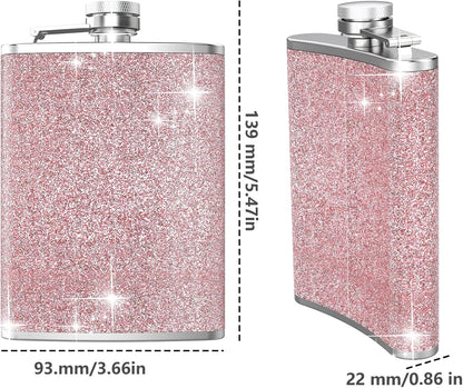 Hip Flask,  8Oz Flasks for Liquor Stainless Steel Spirit with Never-Lose Cap and Funnel Leakproof Thin Portable Metal for Camping Outdoor Activitie Wedding Party Gift, Pink