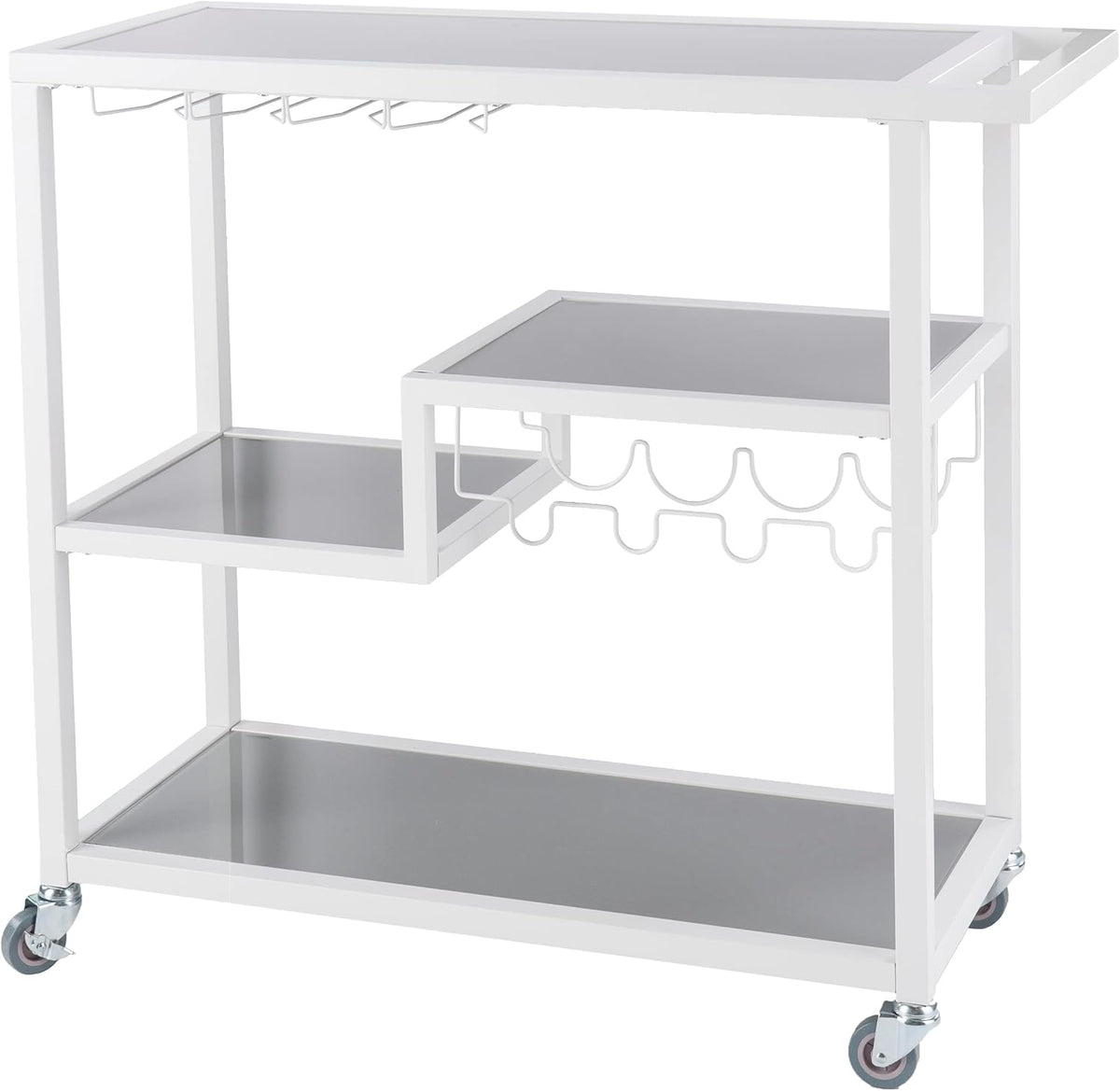 Holly & Martin Zephs Bar Cart White - Stylish Bar Cart for Home - Utility Carts with Wheels