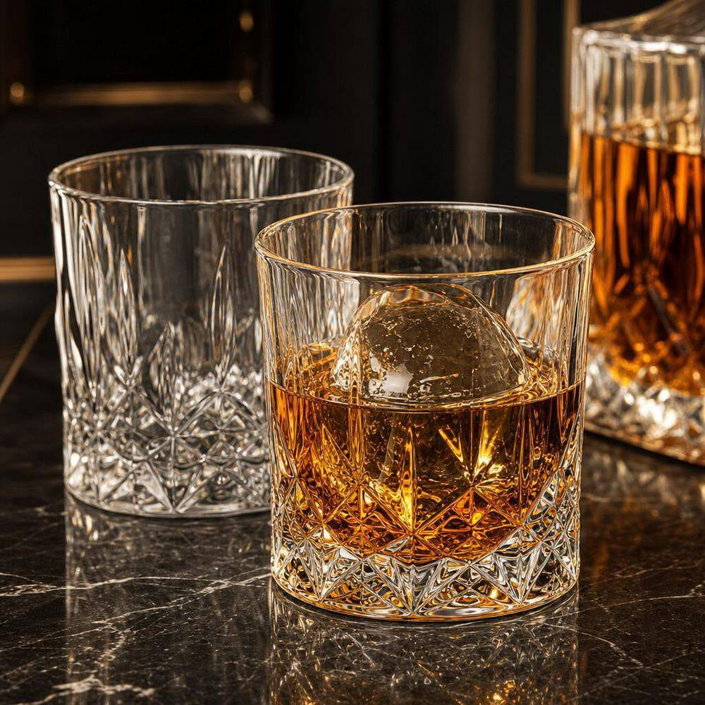 Sophisticated 30 Oz. Clarity Crystal Whiskey Decanter Set with 4 Elegant Glasses – Perfect for Home Bar and Gifting