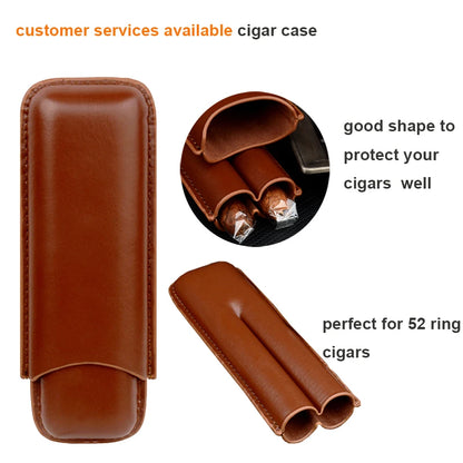 Pocket Size Cigar Case Leather Cigar Holder 20Mm Cigar Tube Mini Box for Cigar Brown Travel Humidor 5.8" Long Cigar Accessory