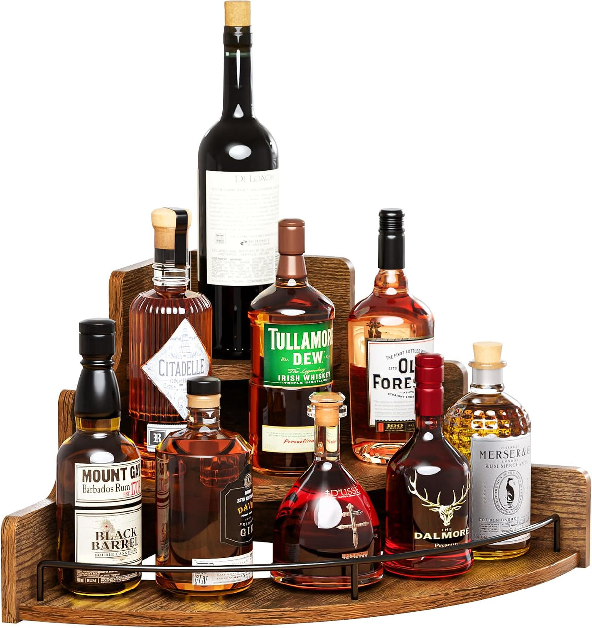 Liquor Bottle Display Corner Shelf, Brown