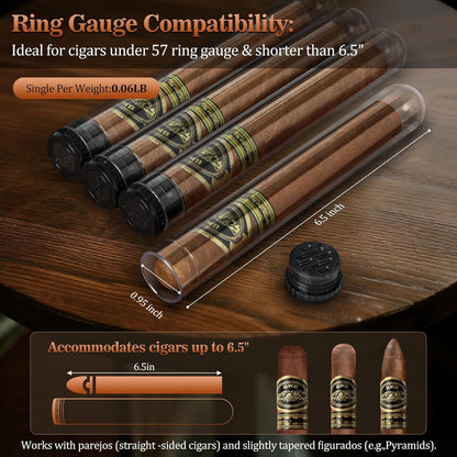 Travel Cigar Humidor Case, Portable Cigar Bag with 4 Cigar Tubes, Leather Cigar Case Include Straight Cutter, V Cutter, Hole Puncher, Gift Set for Cigar Lovers, Lighter Not Included (Brown)