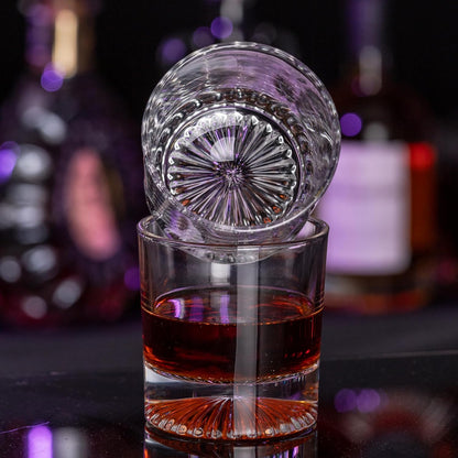 Premium Whiskey Rocks Glass Gift Set with Luxury Wood Gift Box, Crystal Glass Bourbon Rocks Glass for Men, Dad, Husband, Birthday, Retirement, Groomsman, Christmas Gift (Round Orb)