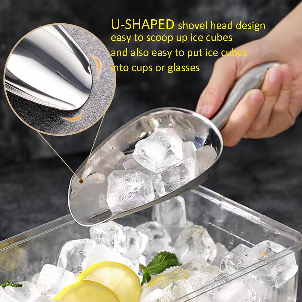 Metal Ice Scoop for Freezer,Ice Cube Scoop for Freezer Bin