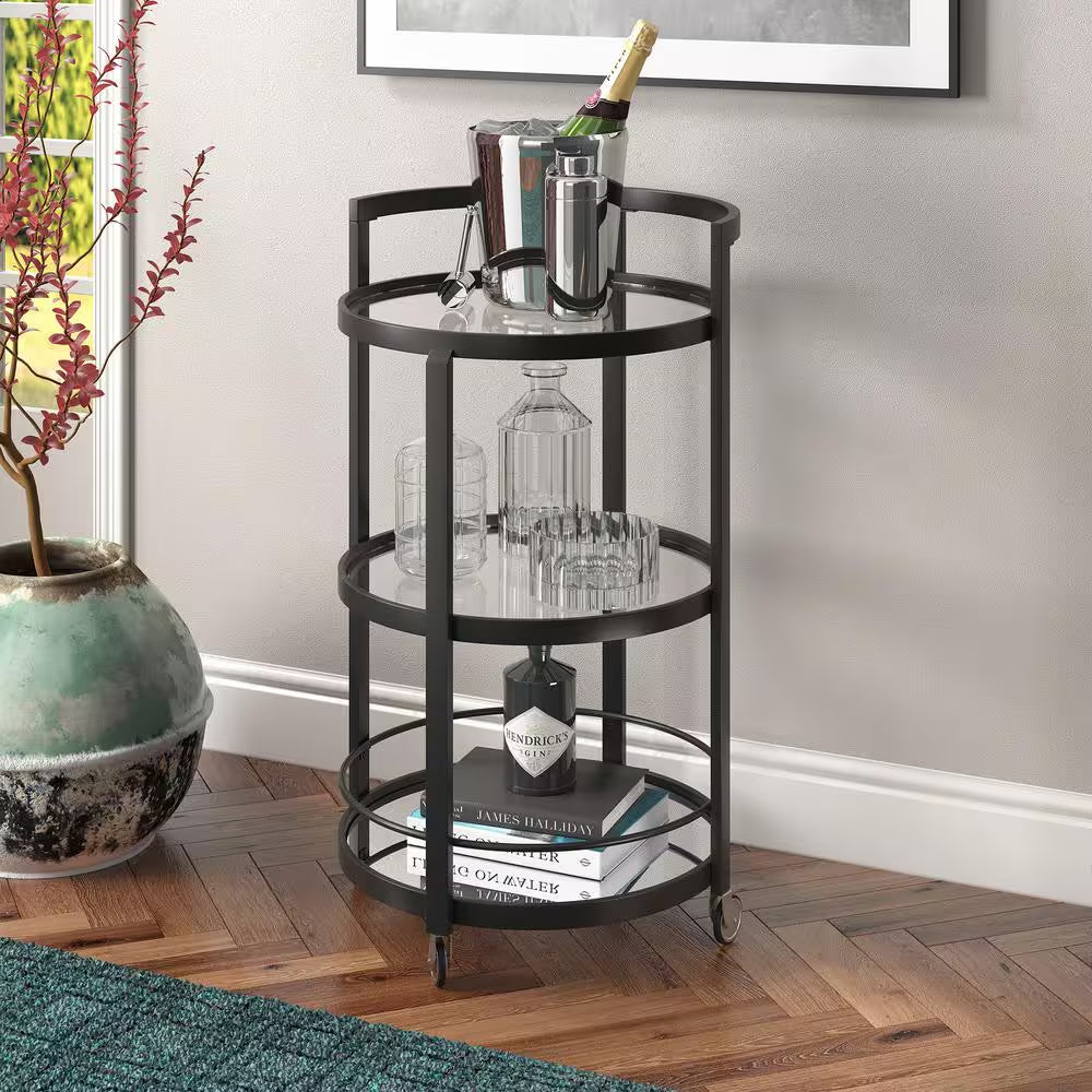 Hause Blackened Bronze Mirrored Bar Cart
