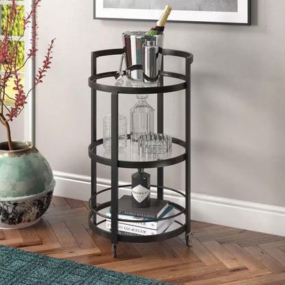 Hause Blackened Bronze Mirrored Bar Cart