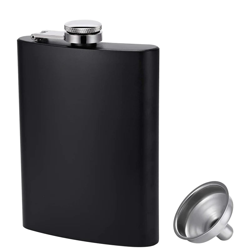 Matte Black Hip Flask for Liquor Stainless Steel Leak Proof with Funnel Flask Set Drinking Whiskey Flask KC0454