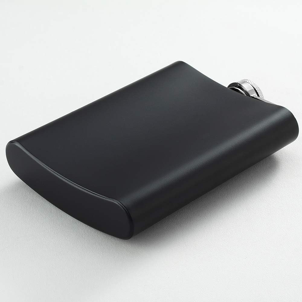 8 Oz Matte Black Pocket Liquor Whiskey Hip Flask with Funnel, Stainless Steel and Leak Proof