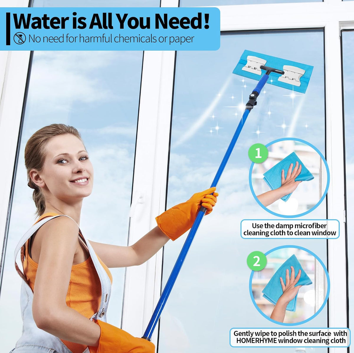 Microfiber Glass Cleaning Cloth - 10 Pack Polishing Cloths, 16" X 14" Window Cleaning Towel, Streak Free, Lint Free, Great for All Delicate Surface, Glasses, Stainless Steel, Windshield.