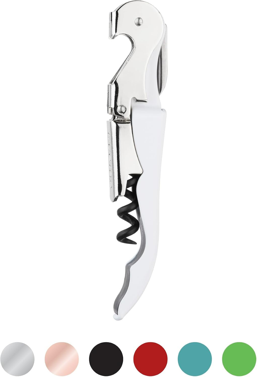 tap Double Hinged Waiter'S Corkscrew Wine Opener, Stainless Steel Wine Bottle Opener with Built in Foil Cutter, Home Bar Tools, Bar Cart Accessories, Wedding Gifts, Set of 1, White