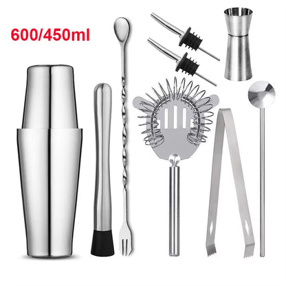 1/6/9/11Pcs Boston Shaker Professional Stainless Steel Bartender Wine Cup Cocktail Mixer Martini Cocktail Shaker Bar Set