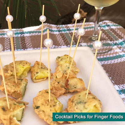200 PCS Cocktail Picks,White Pearl Fancy Toothpicks for Appetizers