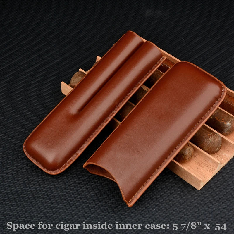 Pocket Size Cigar Case Leather Cigar Holder 20Mm Cigar Tube Mini Box for Cigar Brown Travel Humidor 5.8" Long Cigar Accessory