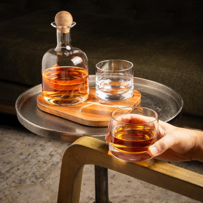 Whiskey Decanter Set with Glasses, Wood Tray and Stopper