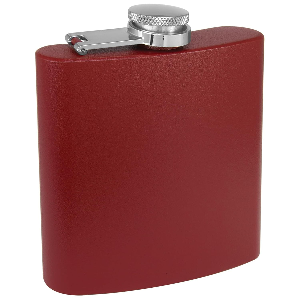 6 Oz Hip Flask W/Funnel, Matte Maroon