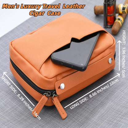Cigar Humidor and Ashtray Set.Travel Leather Cigar Case,Luxury Men'S Cigar Accessories Gifts